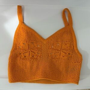 Orange Crochet Knit Crop Top